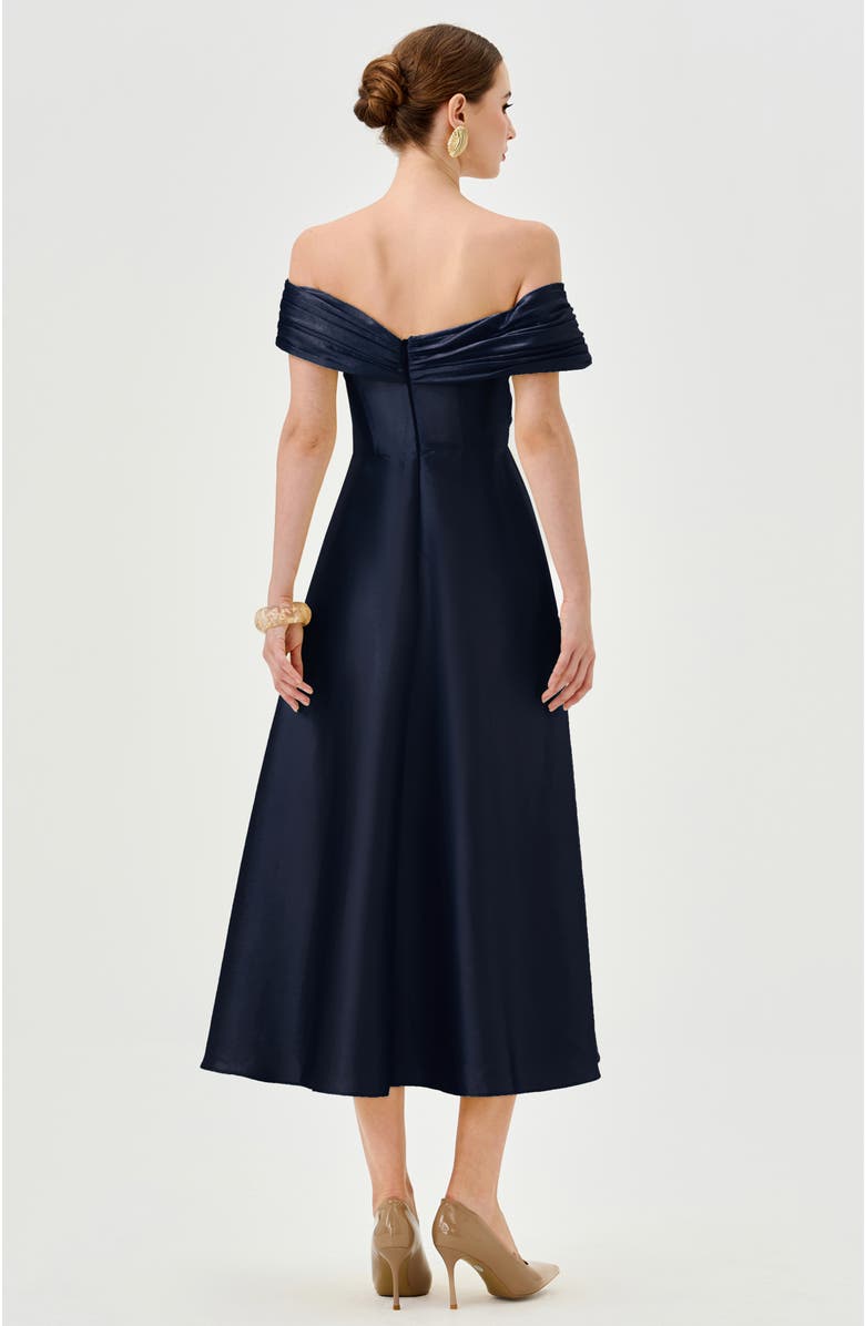 Bariano Wynter Off Shoulder Midi, Alternate, color, Navy