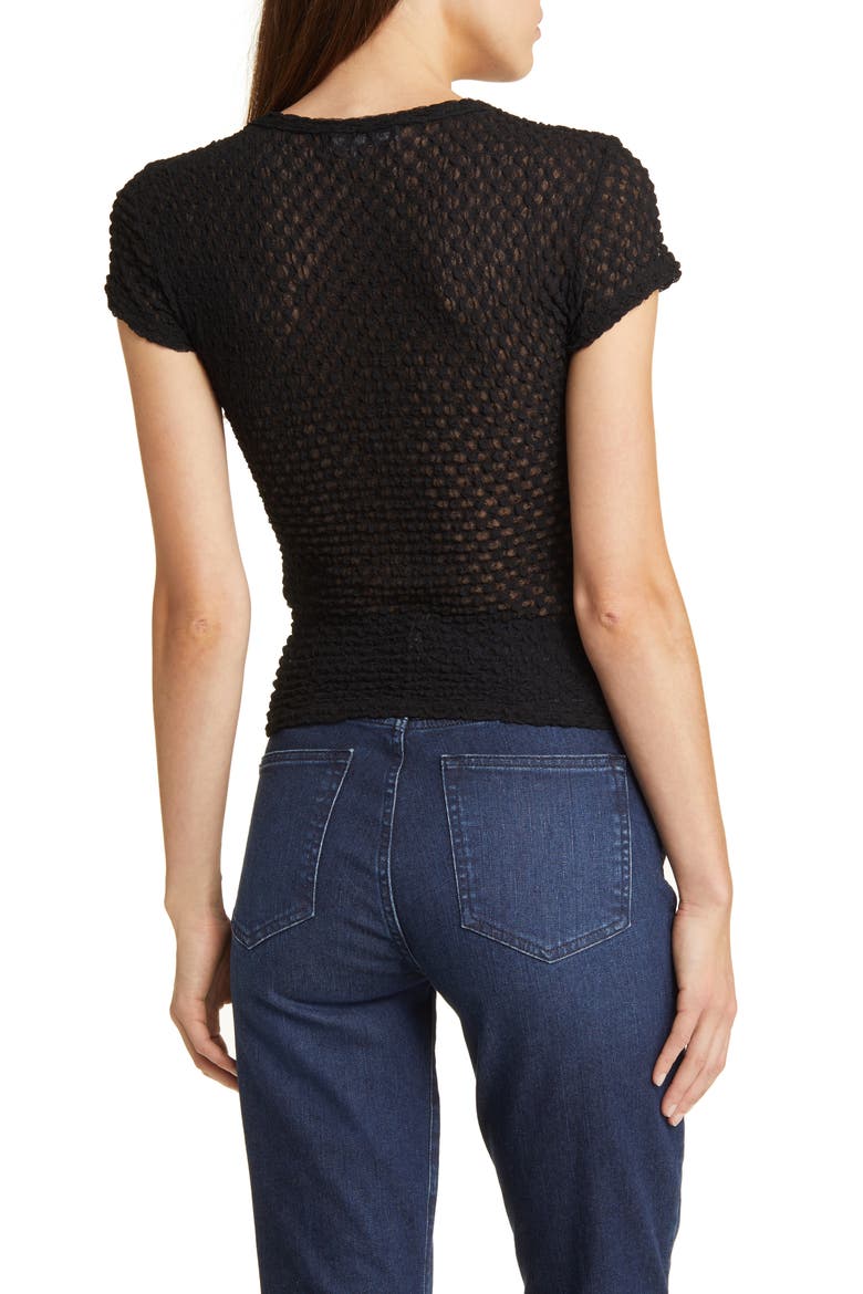 Textured Semisheer Mesh T-Shirt, Alternate, color, NOIR