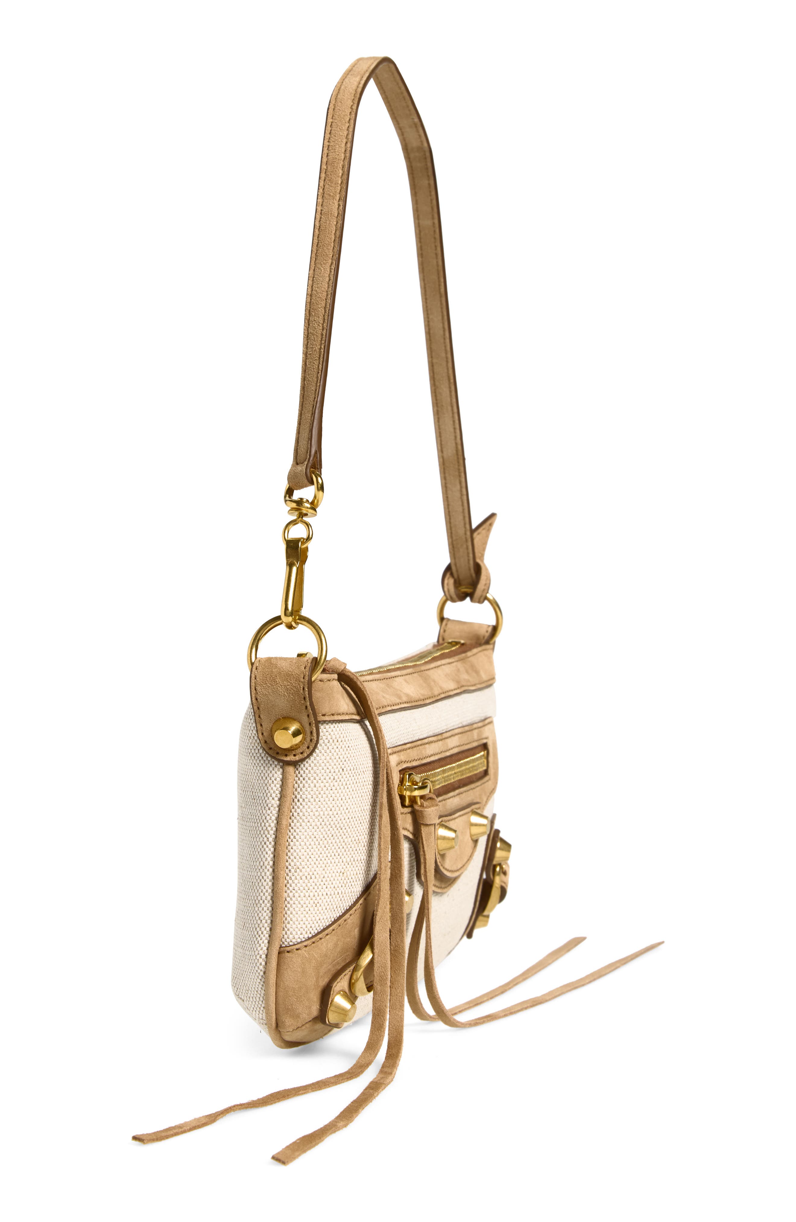 Le City Pouch Canvas & Leather Shoulder Bag, Alternate, color, 9226 NATURAL/ CAMEL
