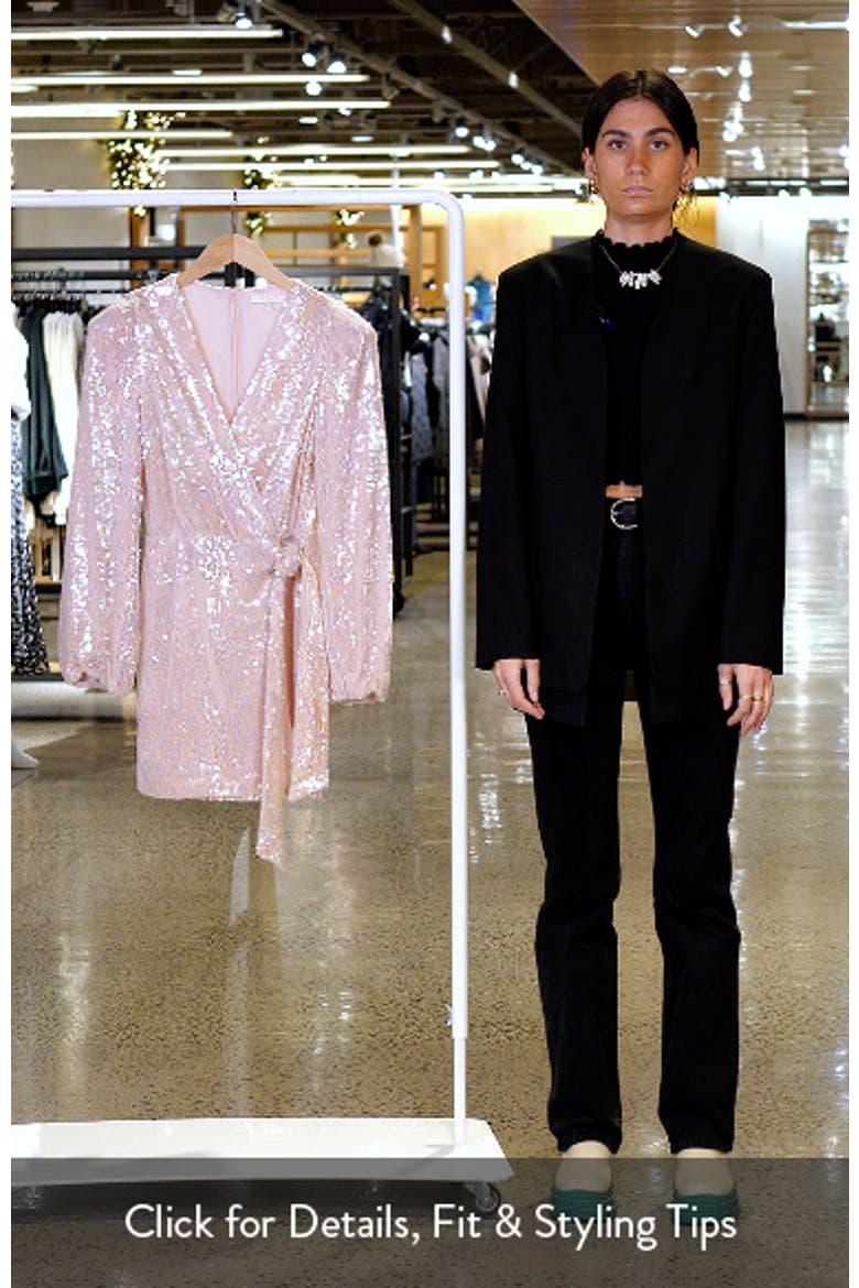 Flash Sequin Long Sleeve Faux Wrap Minidress video
