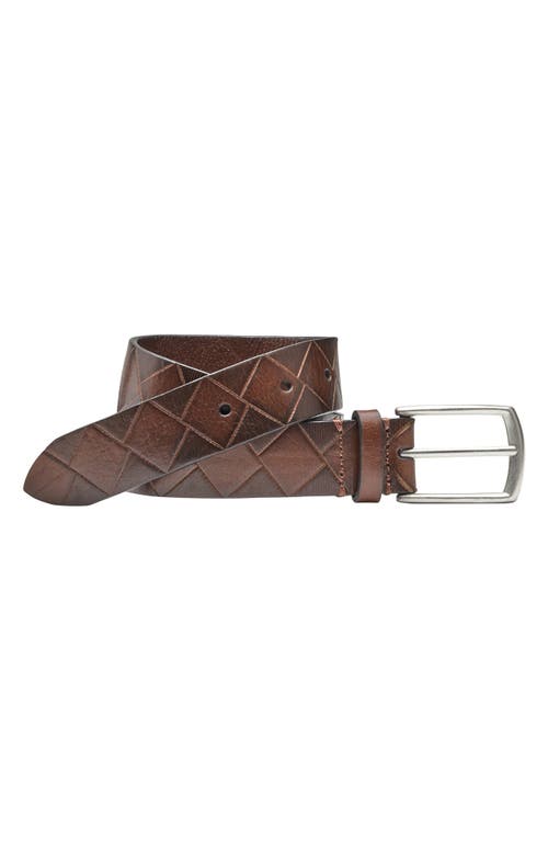 Johnston & Murphy Kids' Basket Weave Embossed Leather Belt In Brown