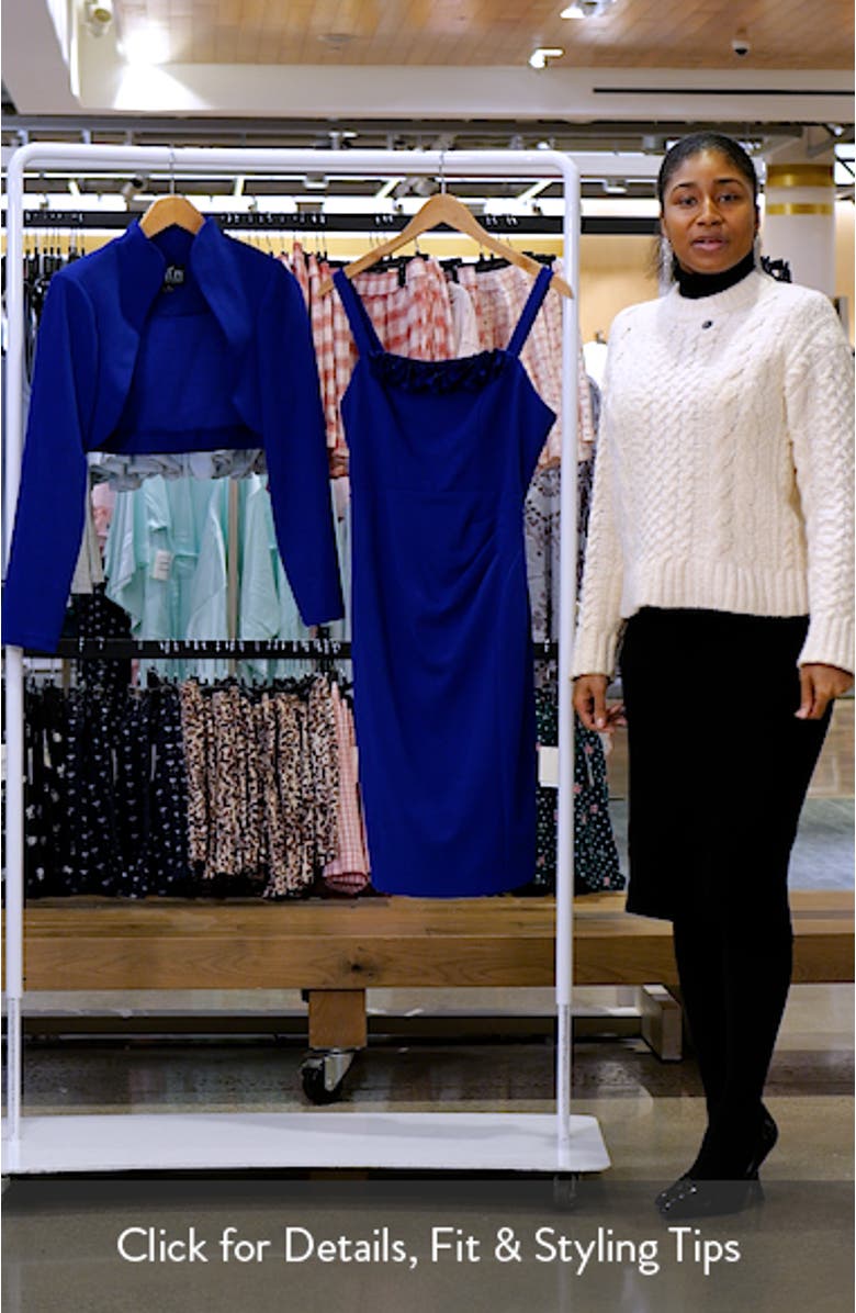 Rosette Stretch Crepe Cocktail Dress with Bolero Jacket, sales video thumbnail