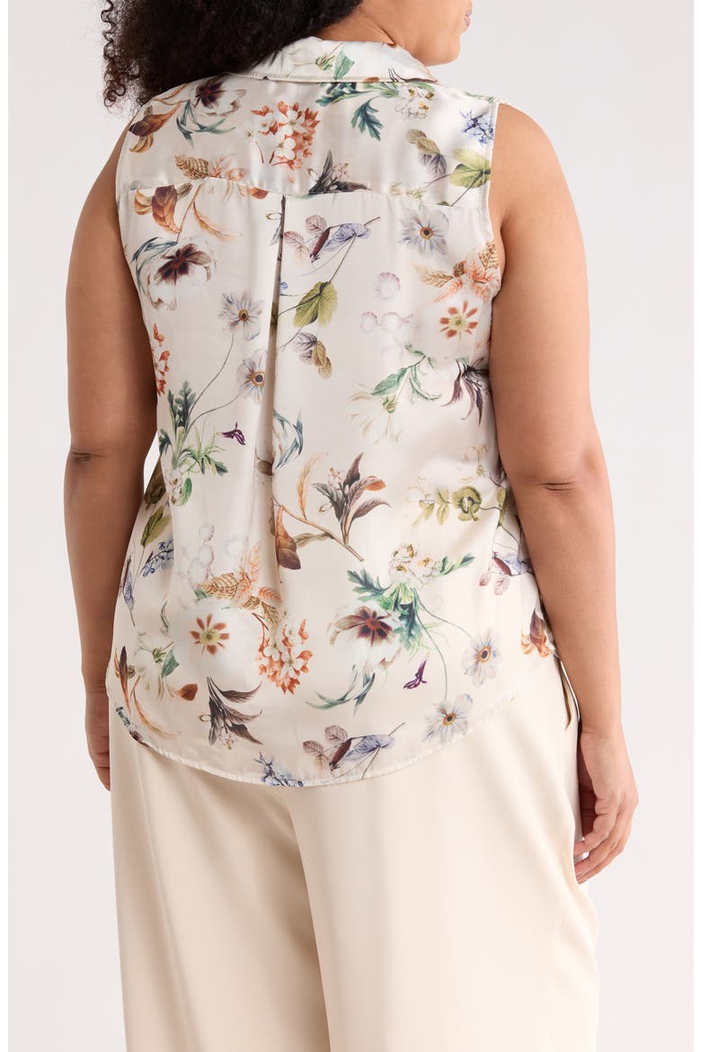 Sleeveless Button-Up Top, Alternate, color, BOTANICAL FLEUR