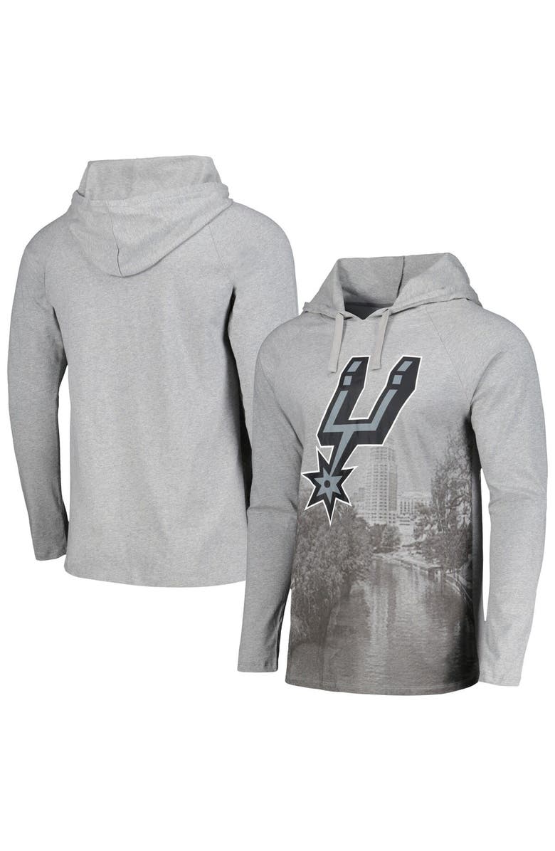 Stadium Essentials Men's Stadium Essentials Heather Gray San Antonio Spurs Atrium Raglan Long Sleeve Hoodie T-Shirt, Main, color, Heather Gray