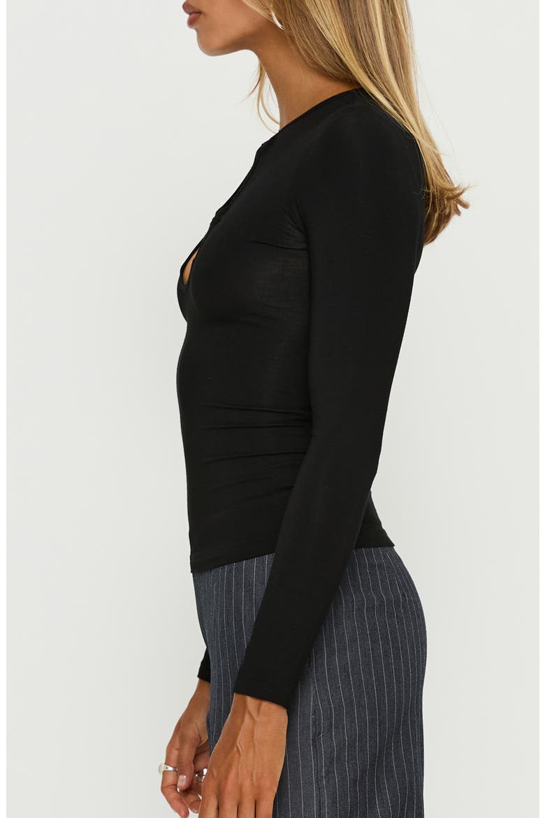 Orlaith Long Sleeve Cutout Top, Alternate, color, BLACK