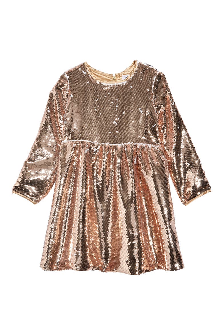 Lola & the Boys Rose Gold Party Dress, Main, color, ROSE GOLD