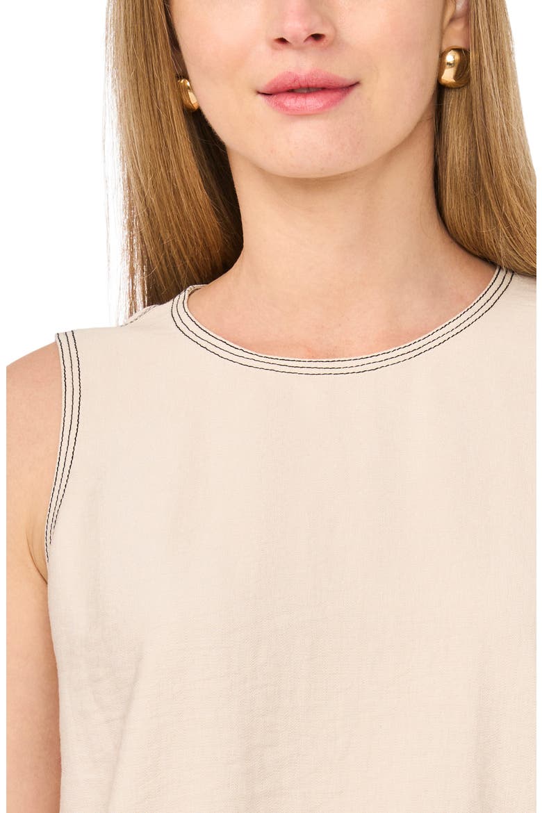 Topstitch Detail Woven Tank, Alternate, color, SOFT CREAM