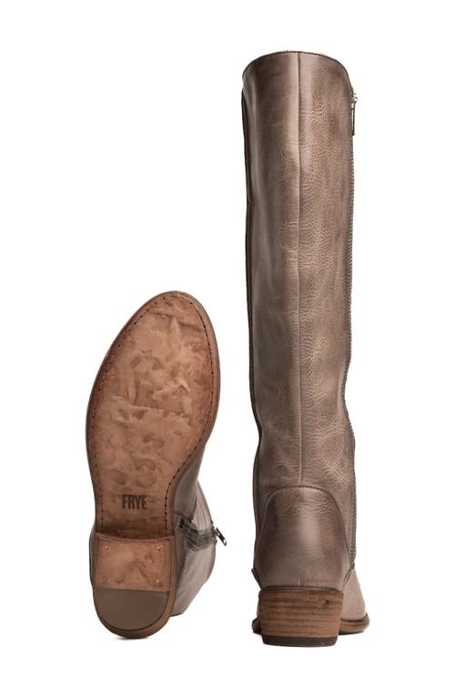 Frye Carson Piping Knee High Western Boot In Gray