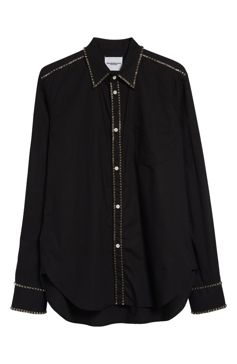 TAKAHIROMIYASHITA TheSoloist. Stud Embellished Reglar Collar Broad Button-Up Shirt, Alternate, color, Black