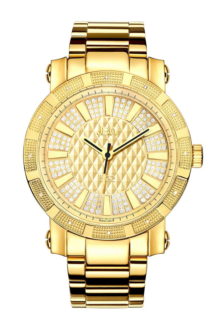 Men's "562" Rubber Diamond Bracelet Watch, 50mm - 0.12 ctw, Main, color, GOLD