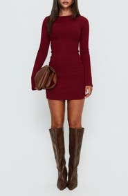 Princess Polly Bryanna Long Sleeve Rib Knit Minidress