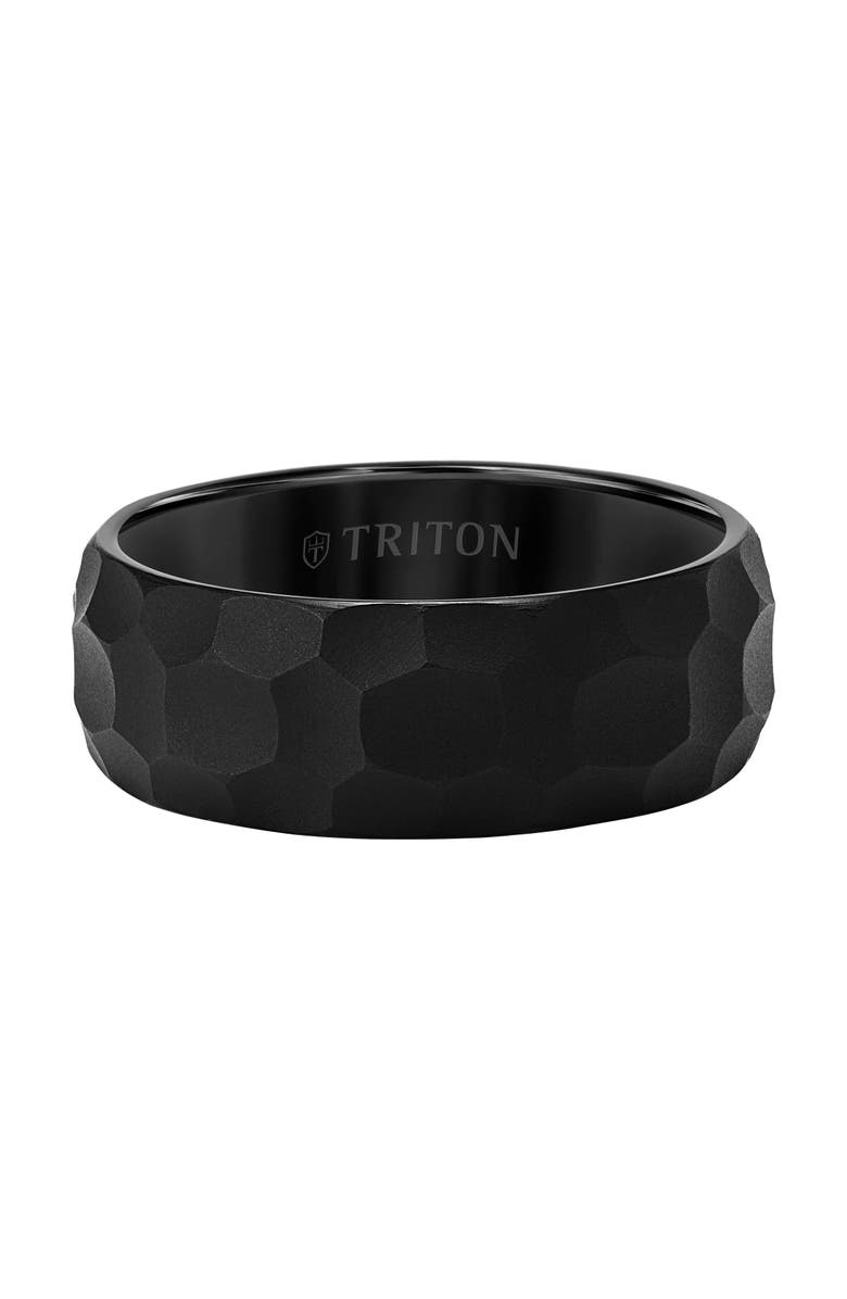 Triton 8MM Tungsten Carbide Ring with Hammered Edge To Edge, Alternate, color, 