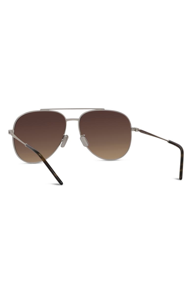 Givenchy City 58mm Gradient Pilot Sunglasses, Alternate, color, Shiny Palladium / Brown