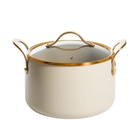 8 Quart Stock Pot with Lid, PFAS-Free Ceramic Nonstick Dutch Oven, Heavy Duty Aluminum