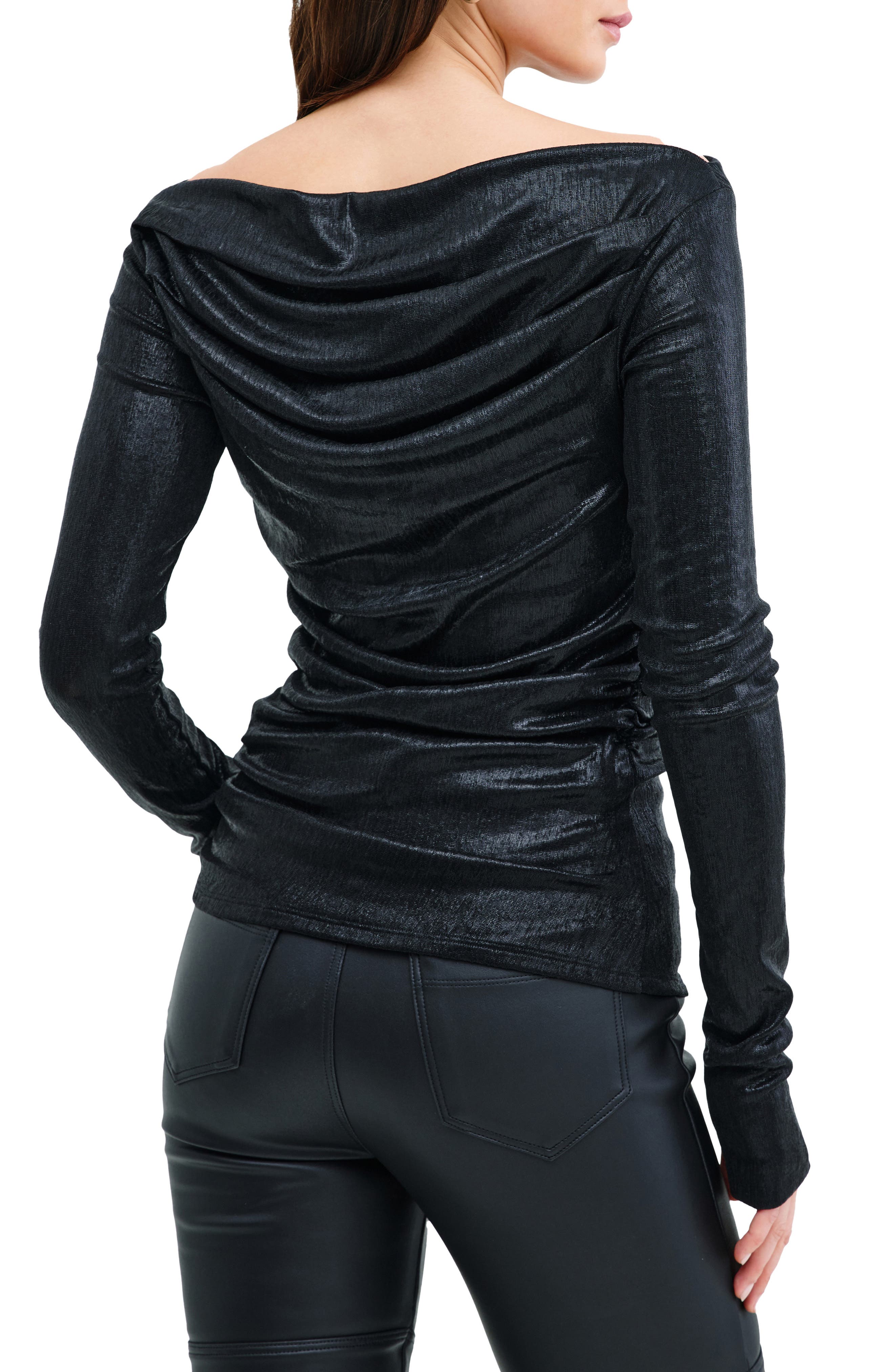 Cooper Metallic Off the Shoulder Long Sleeve Stretch Top - image 2