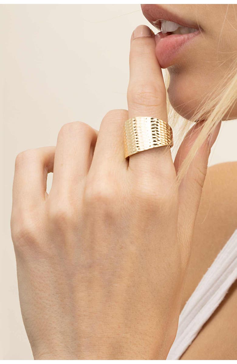 Oradina 14K Gold Bold Mid-Century Band Ring, Alternate, color, 