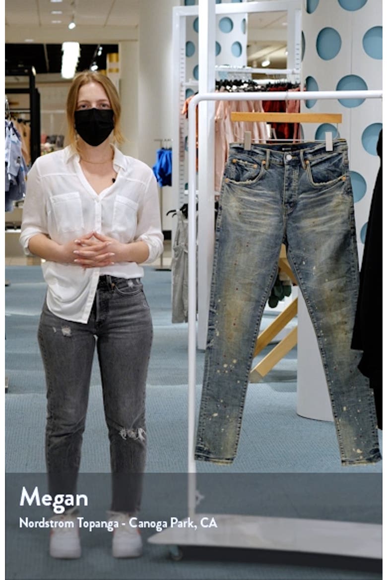 PURPLE Paint Splatter Slim Jeans (Men) | Nordstromrack