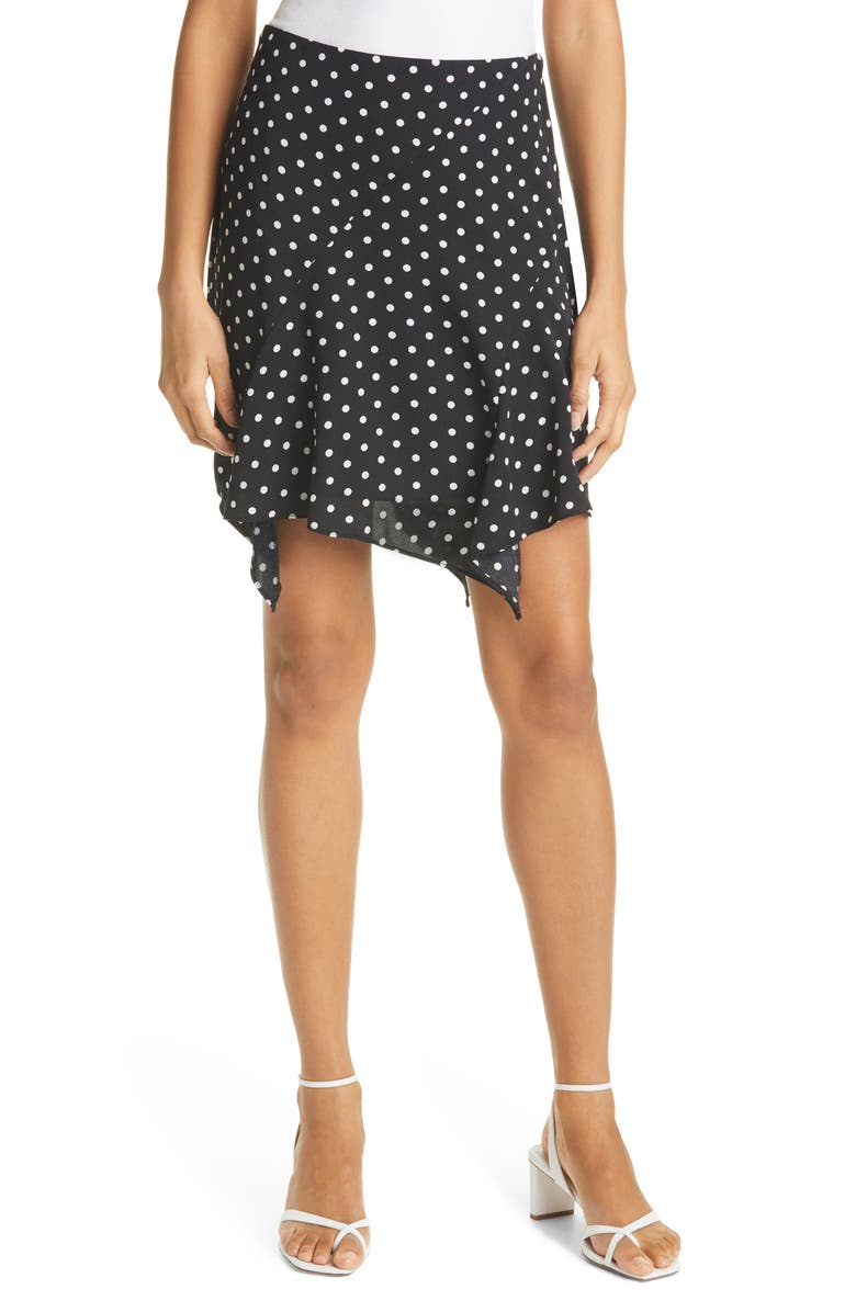 Milly Laura Dot Print Uneven Hem Skirt, Main, color,