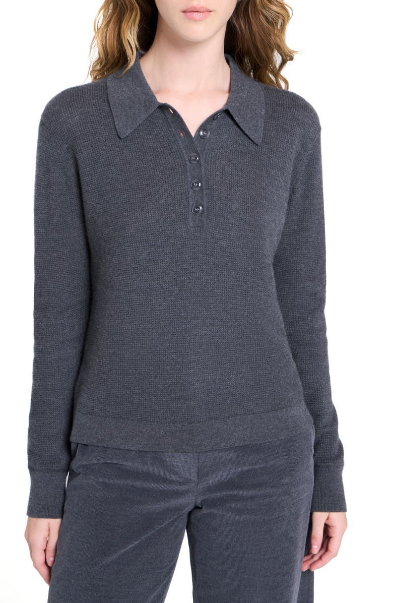 TWP Jorden Thermal Cashmere Polo Sweater, Main, color, Charcoal