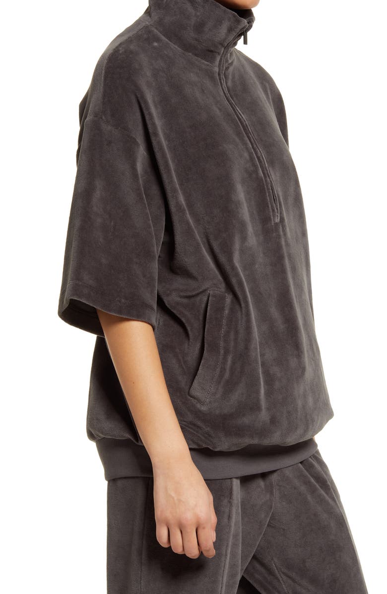 Fear of God Essentials Velour Oversize Half Zip Pullover, Alternate, color, 