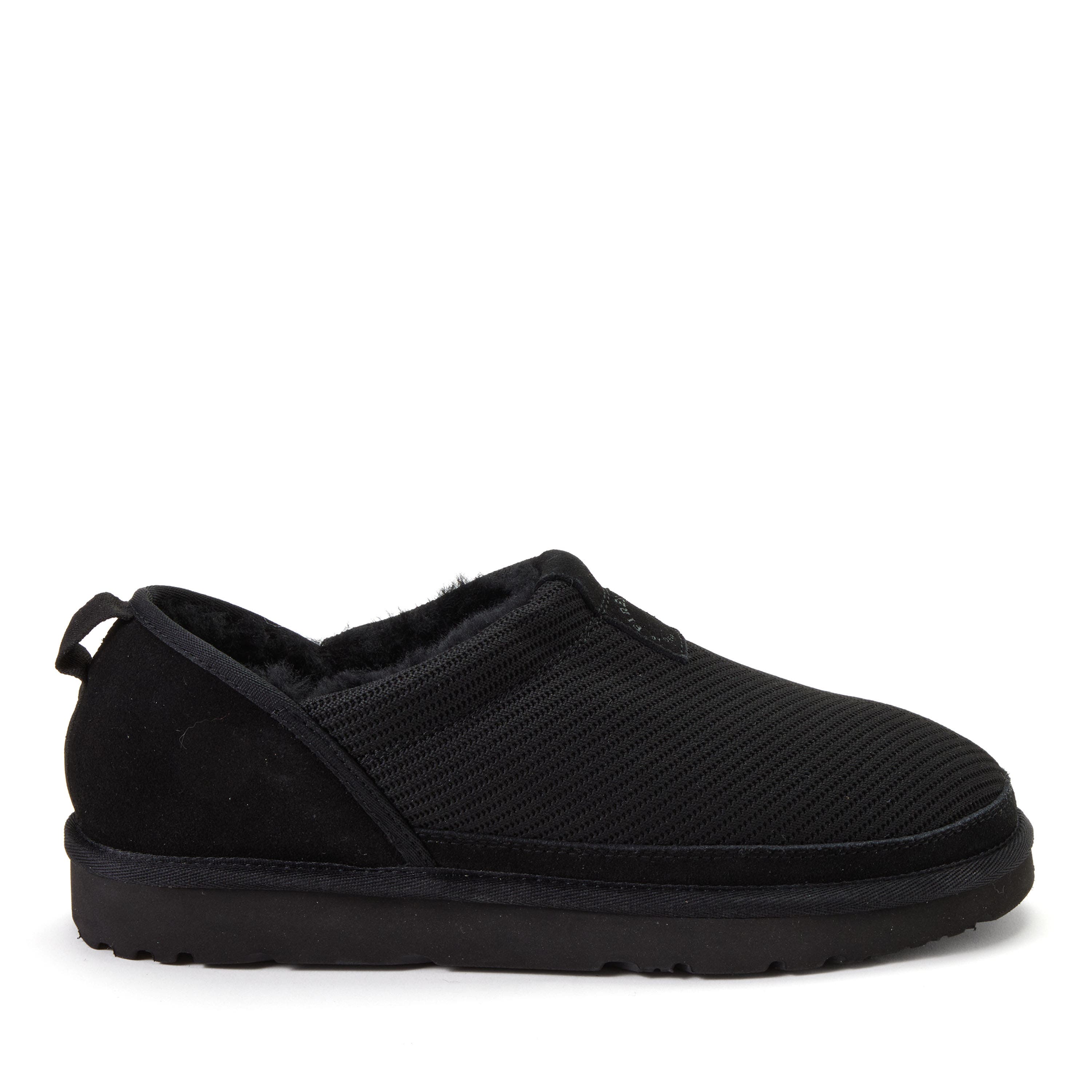 Dearfoams Fireside Sport Knit And Suede Water Repellent Slip On Shoetie, Alternate, color, Black