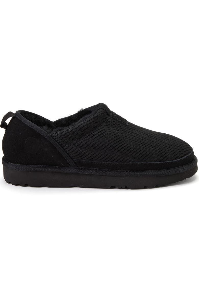 Dearfoams Fireside Sport Knit And Suede Water Repellent Slip On Shoetie, Alternate, color, Black