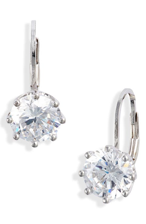Round Cubic Zirconia Lever Back Earrings