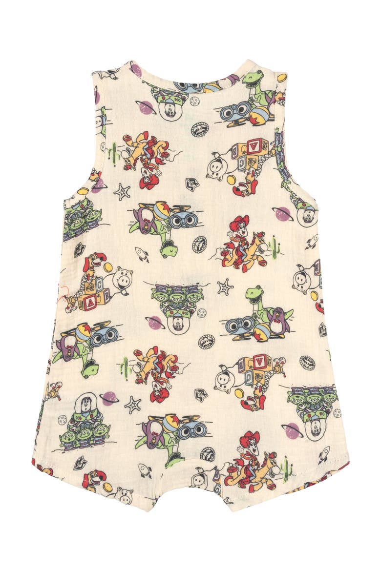 Toy Story Cotton Gauze Sleeveless Shorty Romper, Alternate, color, Beige Toy Story