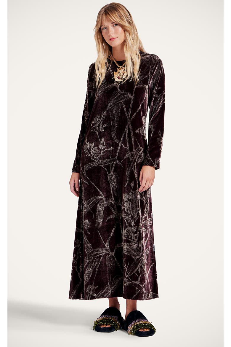 Long Sleeve Swing Dress, Main, color, Bamboo Burgundy