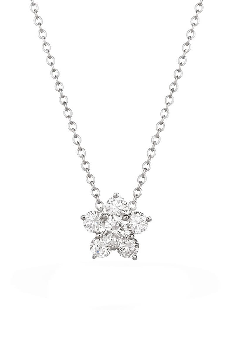 Floral Cluster Diamond Pendant Necklace, Main, color, WHITE GOLD/ DIAMOND
