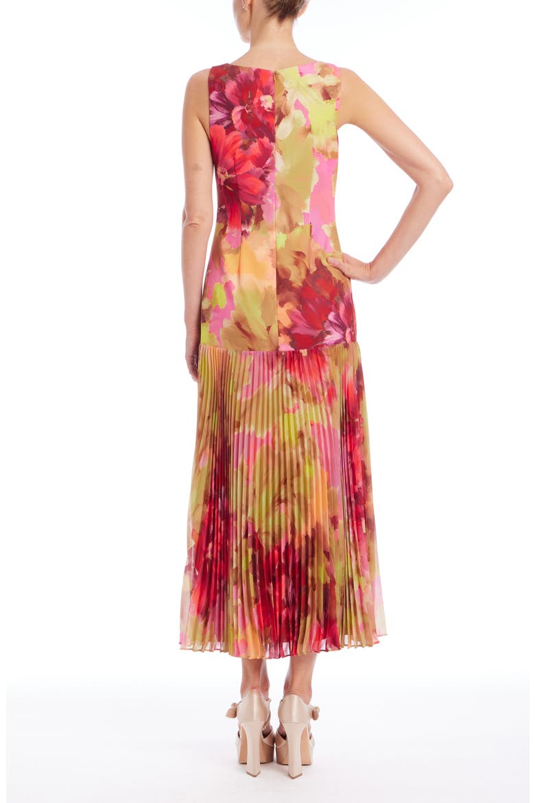 Floral Pleated Cocktail Dress, Alternate, color, PINK MULTI