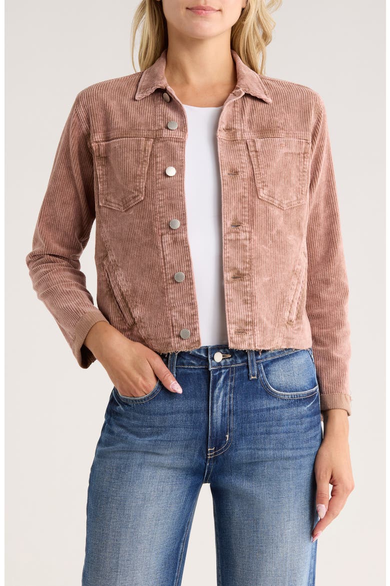 Janelle Raw Hem Slim Corduroy Jacket, Main, color, PLASTER