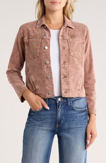 L Agence L'agence Janelle Raw Hem Slim Corduroy Jacket In Pink