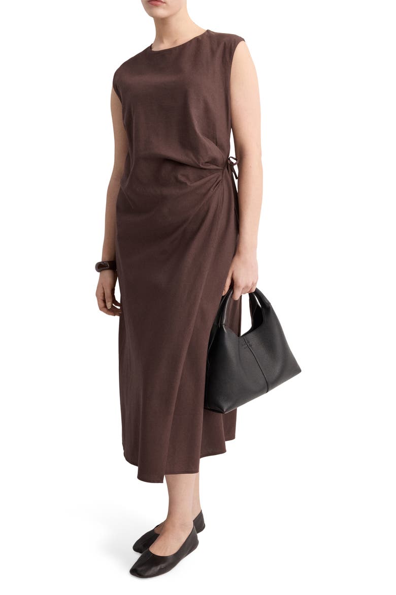 Wrap Midi Dress, Main, color, CHOCOLATE