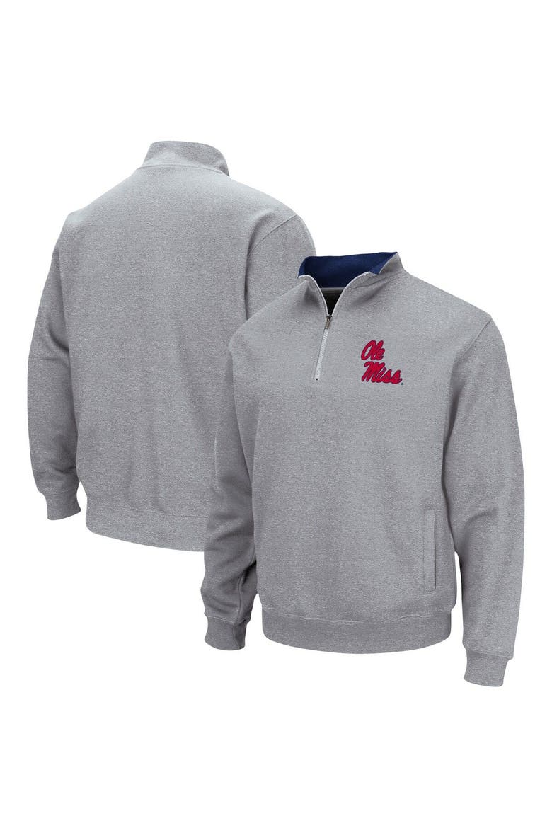 Men's Colosseum Heathered Gray Ole Miss Rebels Tortugas Team Logo Quarter-Zip Jacket, Main, color, Heather Gray