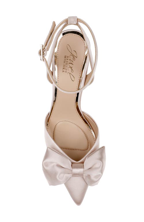 Jewel Badgley Mischka Yanna Pointed Toe Pump In Champagne Satin