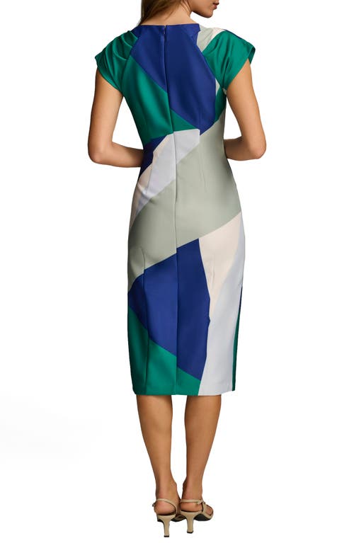 Donna Karan New York Colorblock Satin Midi Dress In Lawn Multi