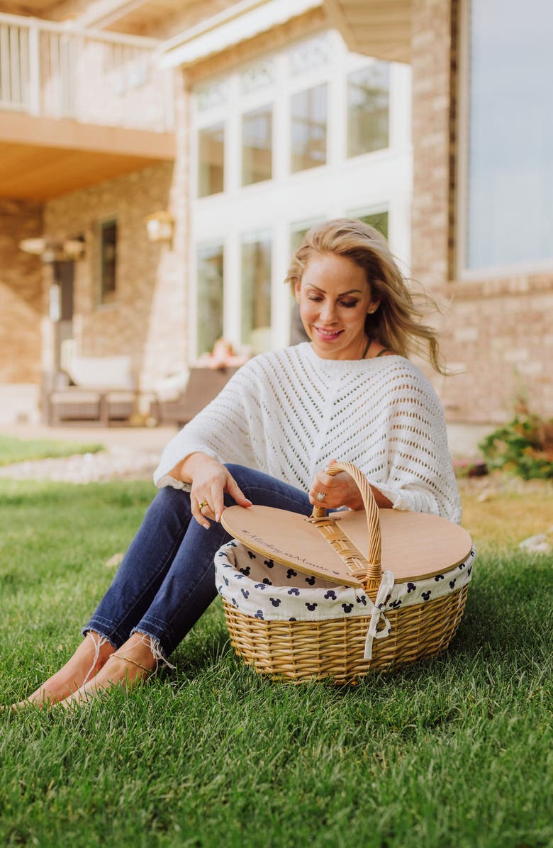 Picnic Time Mickey Country Basket, Alternate, color, Beige