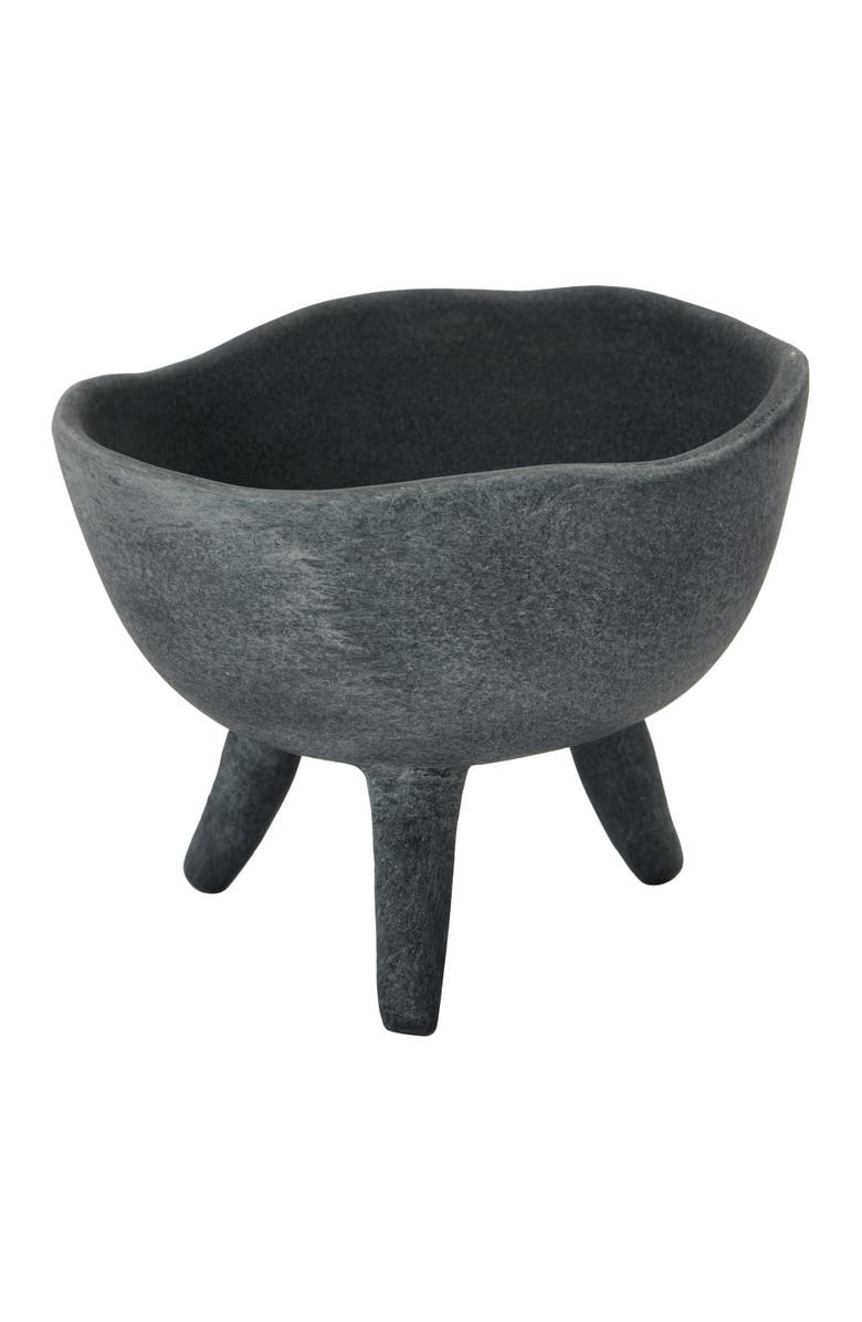 Storied Home Boho Terracotta Footed Bowl, Slate Grey, Main, color, Black