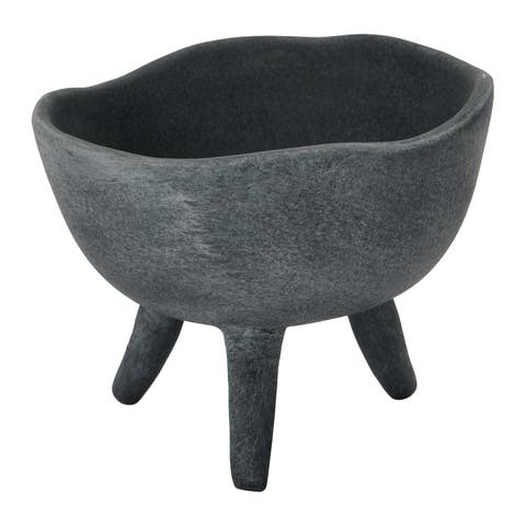 Boho Terracotta Footed Bowl, Slate Grey