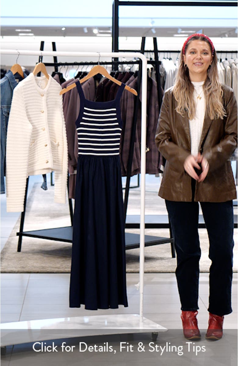 Stripe Bodice Mixed Media Midi Dress, sales video thumbnail