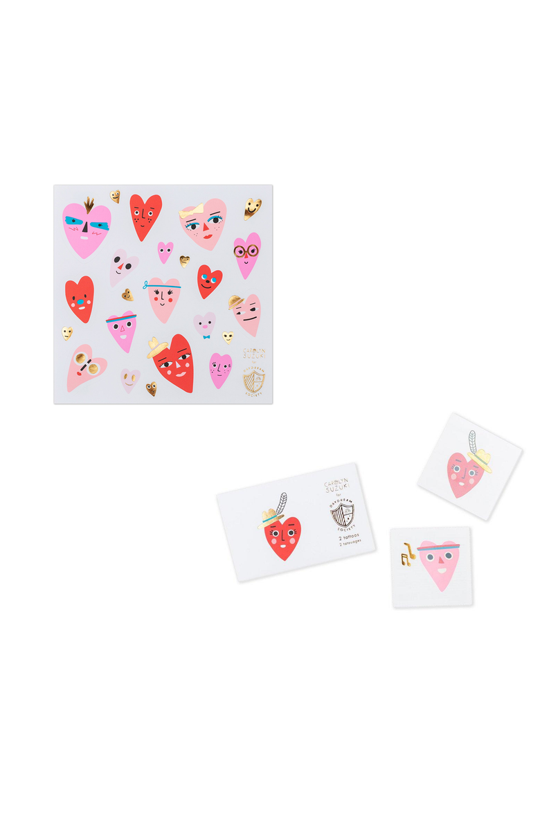 Daydream Society Valentine's Day Heartbeat Gang Tattoos and Nail Sticker Favor Set, Main, color, Assorted Pre-Pack