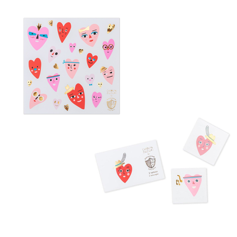 Valentine's Day Heartbeat Gang Tattoos and Nail Sticker Favor Set