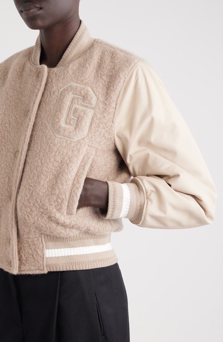 Givenchy Alpaca Blend & Leather Varsity Jacket, Alternate, color, 
