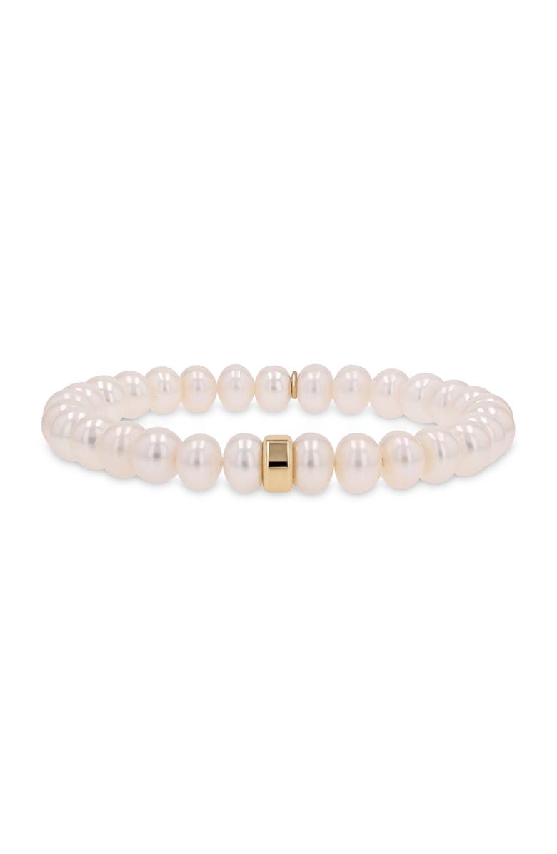 Sheryl Lowe 14K Pearl 8MM Bead Bracelet With Smooth Rondelle, Main, color, 