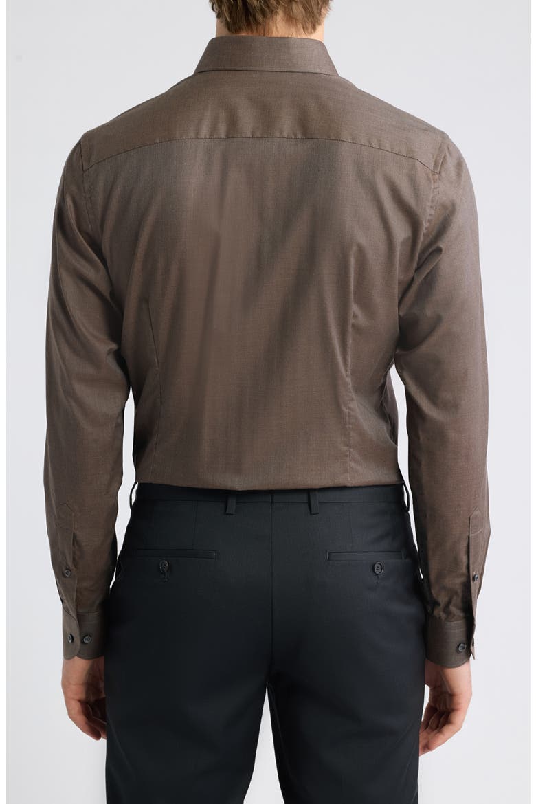 Slim Fit Cotton Dress Shirt, Alternate, color, MEDIUM BROWN