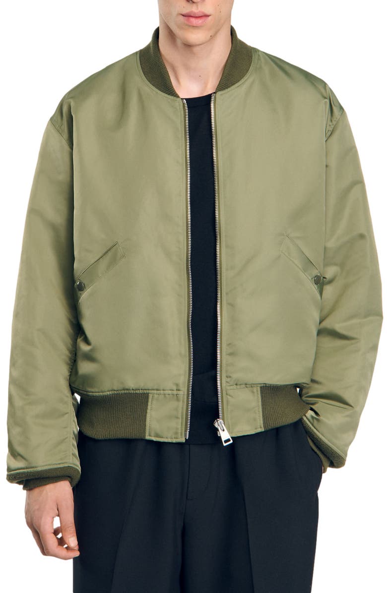 SANDRO Zip-up bomber jacket, Alternate, color, 