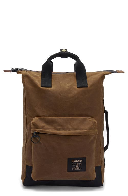 Barbour Field Water Resistant Waxed Cotton Backpack in Tan/Black 