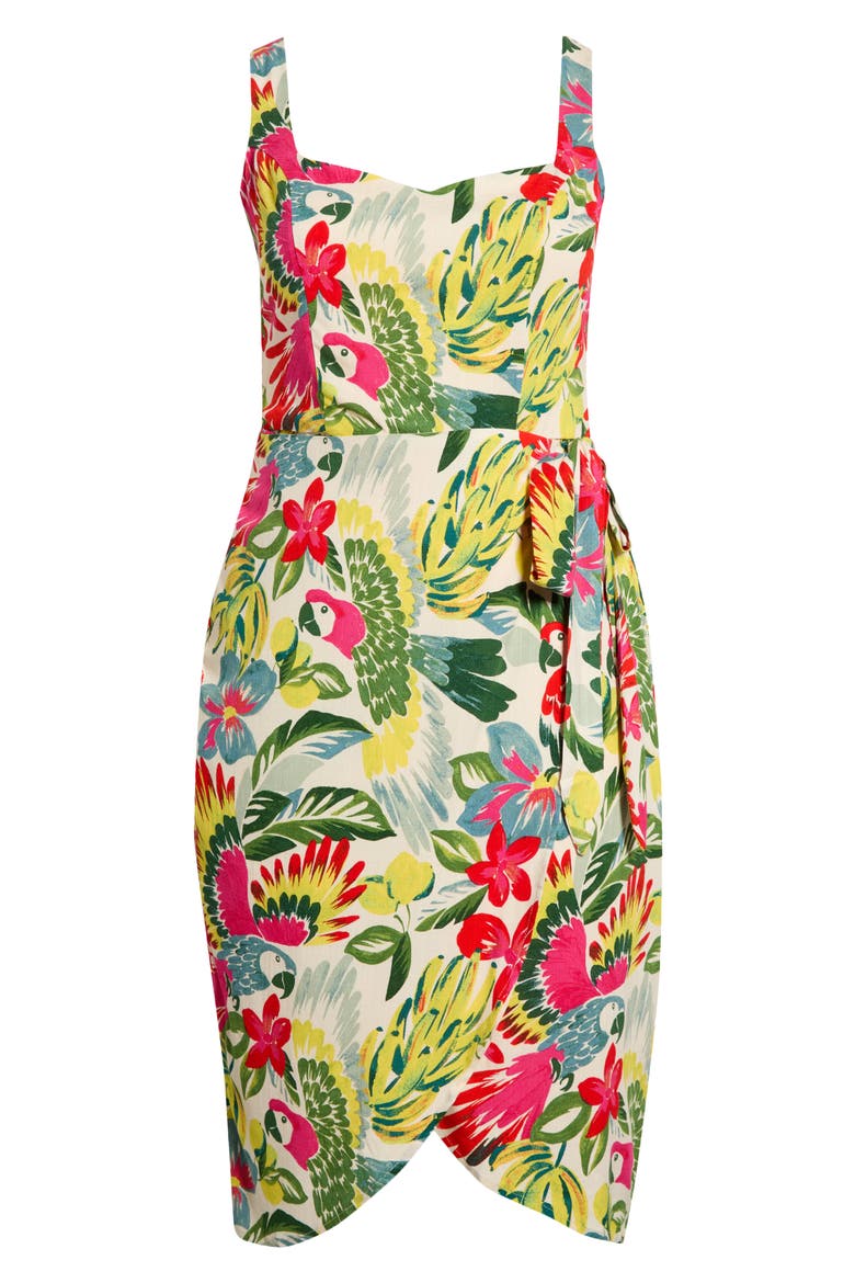 Wissa Tropical Beli Faux Wrap Midi Dress, Alternate, color, BRIGHT-MULTI