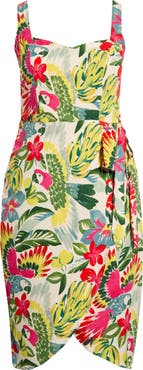 SUGARLIPS Wissa Tropical Beli Faux Wrap Midi Dress